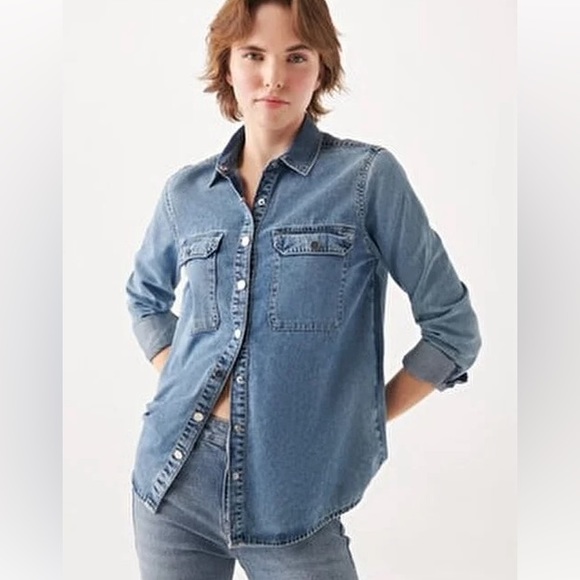 Mavi Freya Denim Button Up - L - Picture 1 of 3